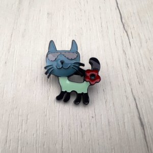 малка брошка с емайл котка 3