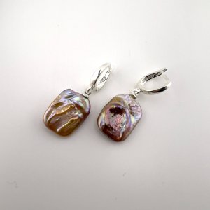 Сребърни обеци с пъстри барокови перли 7