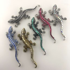 брошка гущер с кристали 7